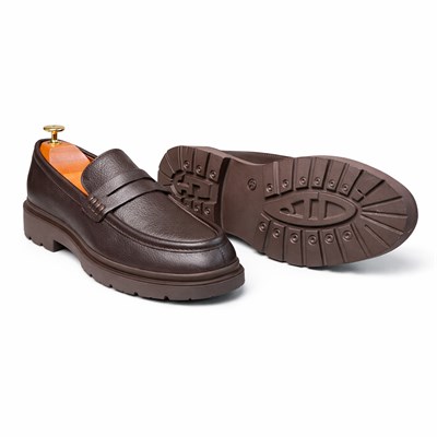 HAKİKİ DERİ KALIN TABAN LOAFER KAHVERENGİ ERKEK KLASİK AYAKKABI M4711