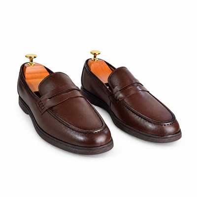 KAHVERENGİ HAKİKİ DERİ PENNY LOAFER ERKEK AYAKKABI M7013