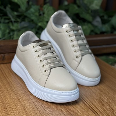 HAKİKİ DERİ ORTOPEDİK BEYAZ KADIN SNEAKER AYAKKABI M4720