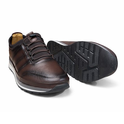 HAKİKİ DERİ ORTOPEDİK KAHVERENGİ AKILLI BAĞCIKLI ERKEK CASUAL SPOR AYAKKABI M4689
