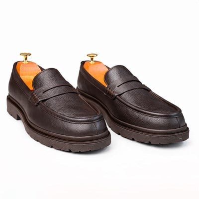 HAKİKİ DERİ KALIN TABAN LOAFER KAHVERENGİ ERKEK KLASİK AYAKKABI M4711