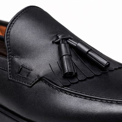 HAKİKİ DERİ PÜSKÜLLÜ LOAFER SİYAH ERKEK KLASİK AYAKKABI M4707