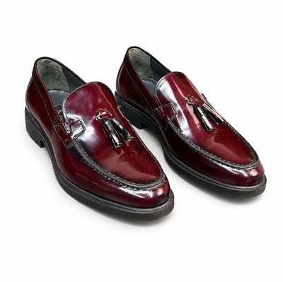 HAKİKİ DERİ RUGAN PÜSKÜLLÜ LOAFER BORDO ERKEK KLASİK AYAKKABI M4739