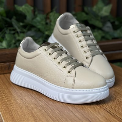 HAKİKİ DERİ ORTOPEDİK BEYAZ KADIN SNEAKER AYAKKABI M4720