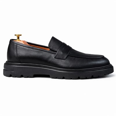 HAKİKİ DERİ KALIN TABAN LOAFER SİYAH ERKEK KLASİK AYAKKABI M4710