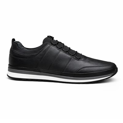HAKİKİ DERİ ORTOPEDİK SİYAH AKILLI BAĞCIKLI ERKEK CASUAL SPOR AYAKKABI M4688