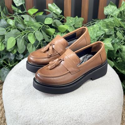 İÇ DIŞ NATUREL DERİ KALIN TOPUK LOAFER BABET M1167