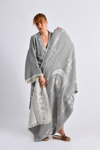 Grey Crescent Eye Kimono& Peshtemal Set