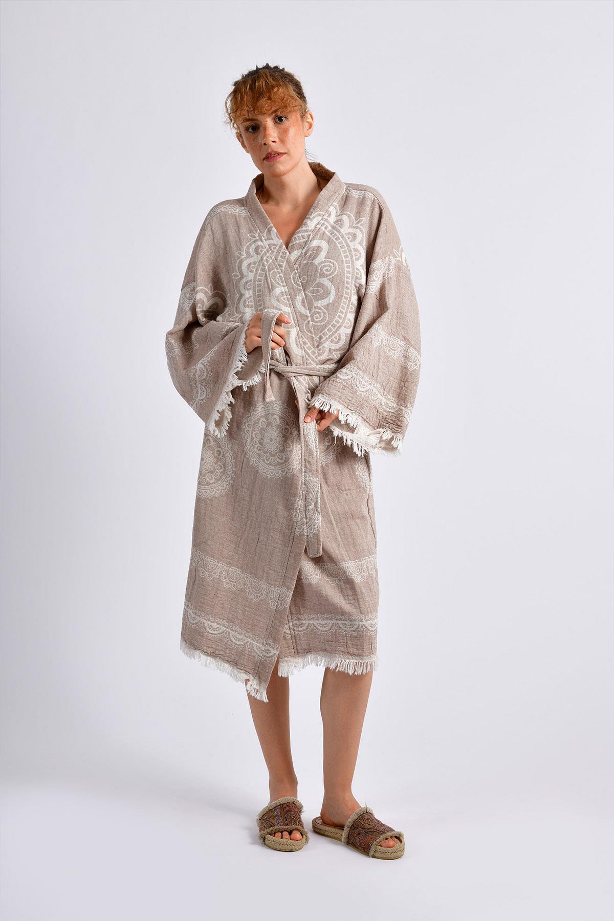 Veste Kimono Longue En Coton Avec Franges, Motif Mandala, Taille 4X, Style Boho, Neuve Avec étiquettes