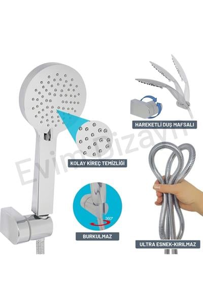 Aqua Bagno Smile El Duşu Seti - 3 Parça - 150 cm Spiral Hortum