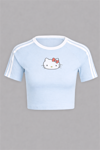 4 RENK Hello Kitty Üç Şeritli Kısa Kollu Crop