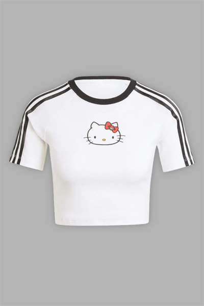 4 RENK Hello Kitty Üç Şeritli Kısa Kollu Crop