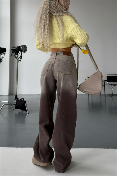 Acid Yıkamalı Degrade Desenli Baggy Jean