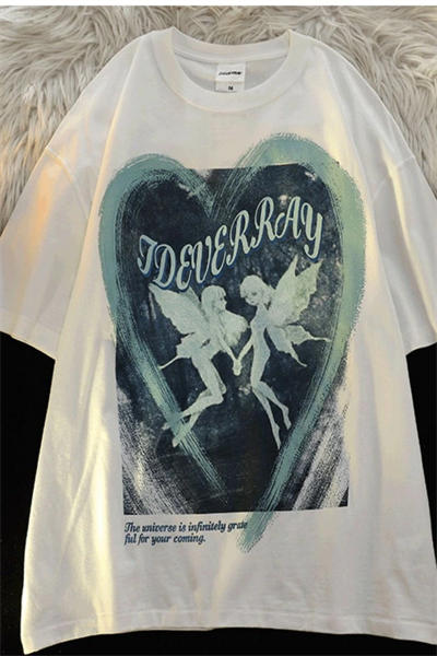 Aesthetic Angel Girls Beyaz Unisex T-Shirt
