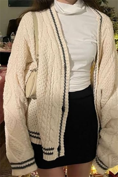 Bej Taylor Swift - Cardigan Oversize Hırka