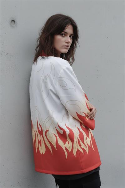 Beyaz Anime Demon Slayer Kyojuro Rengoku Unisex Kimono