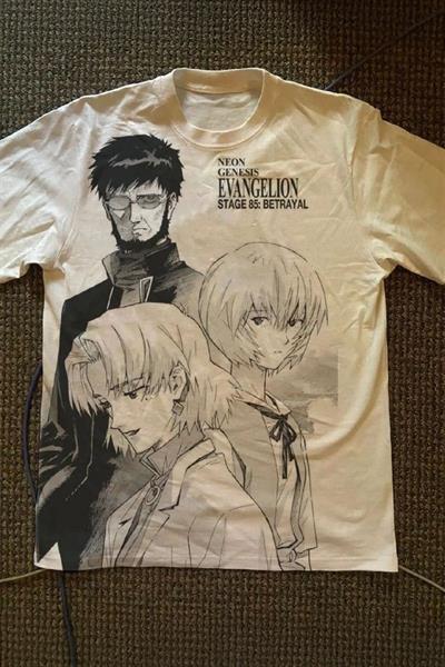 Beyaz Anime Neon Genesis Evangelion Y2K Unisex T-Shirt