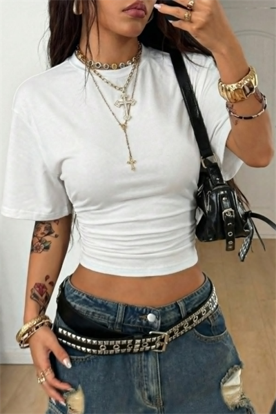 Beyaz Cool Corset Y2K Bluz