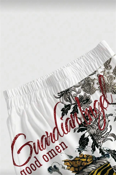 Beyaz Flower And Tiger Detaylı Avant Dijital Baskı Eşofman Altı