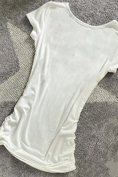 Beyaz Gotik Skulls Control Geniş Yaka Y2K Kısa Kollu Crop