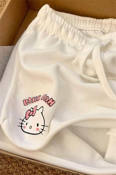 Beyaz Hello Kitty Crop Şort Alt Üst Takım