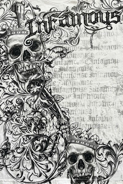 Beyaz Infamous Crown Skull Gotik Y2K Unisex T-Shirt