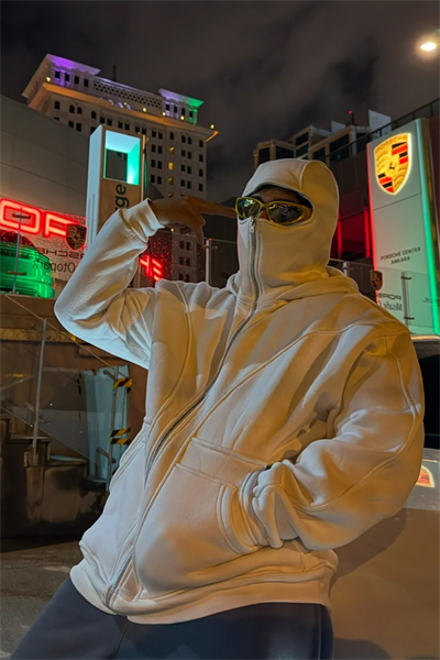 Beyaz Kar Maskeli Unisex Ninja Ceket