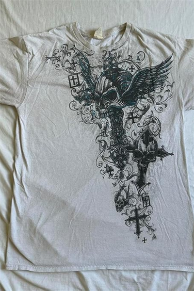 Beyaz Vintage Renaissance Cross Skull Cyber Grunge Unisex T-shirt