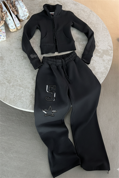 Black 5 Star Detail Y2K Tracksuit