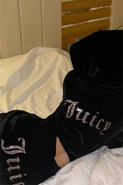 Black Juicy Kadife Y2K Tracksuit