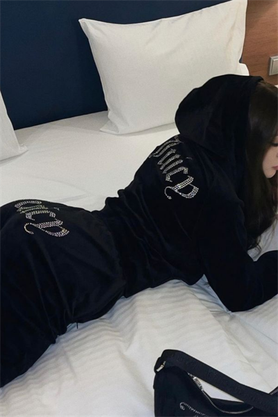 Black Juicy Kadife Y2K Tracksuit
