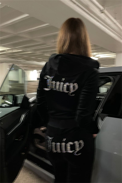 Black Juicy Kadife Y2K Tracksuit