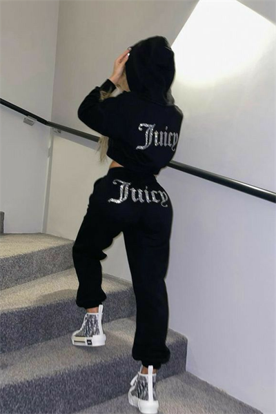 Black Juicy Kadife Y2K Tracksuit