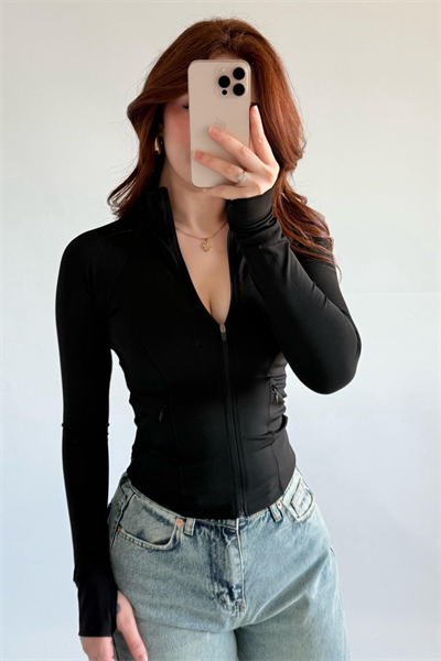 Black Rover Crop Zipper Hoodie