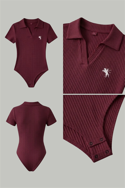 Bordo Polo Yaka Fitilli Likralı Premium Zıbın