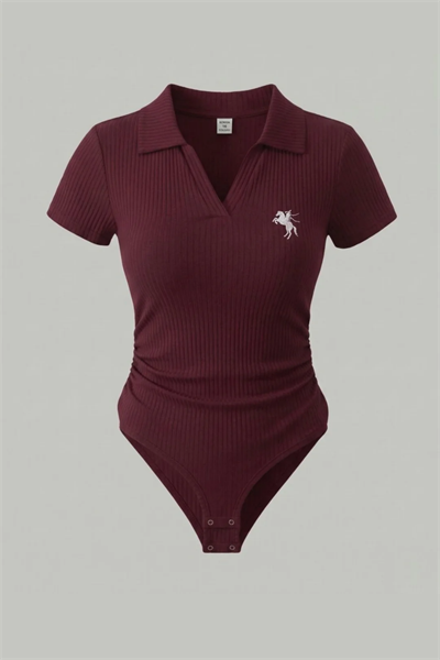 Bordo Polo Yaka Fitilli Likralı Premium Zıbın