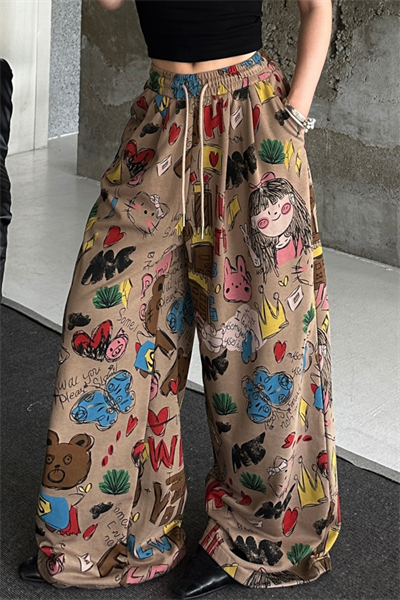 Cartoon Desenli Oversize Eşofman Altı