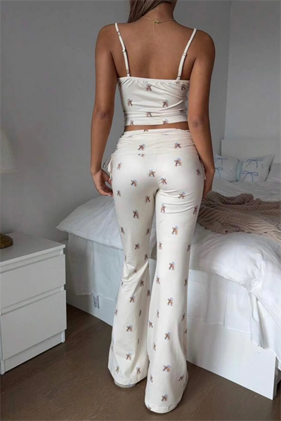 Cute Tedy Bear Büzgülü Pijama Takımı