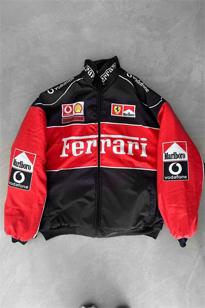 FERRARİ Baskılı Fermuarlı Paraşüt Ceket