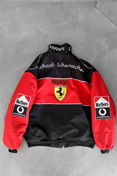 FERRARİ Baskılı Fermuarlı Paraşüt Ceket