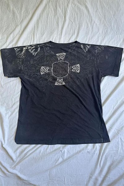 Füme Gotik Stone Free Winged Skull Cyber Grunge Unisex T-Shirt