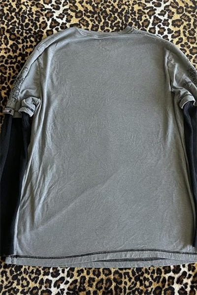 Füme Vintage Siyah Kollu Skull Transition Cyber Grunge İnce Sweatshirt