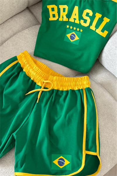 Green Brasil Şortlu Crop Takım