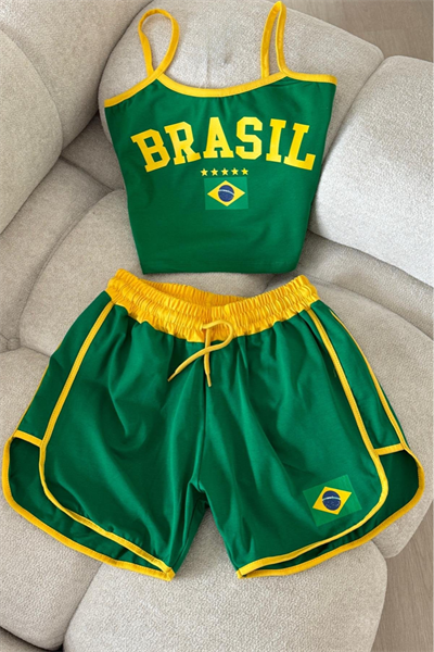 Green Brasil Şortlu Crop Takım