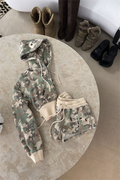 Green Fivestar Camo Baggy Şort Takım (3 iplik)