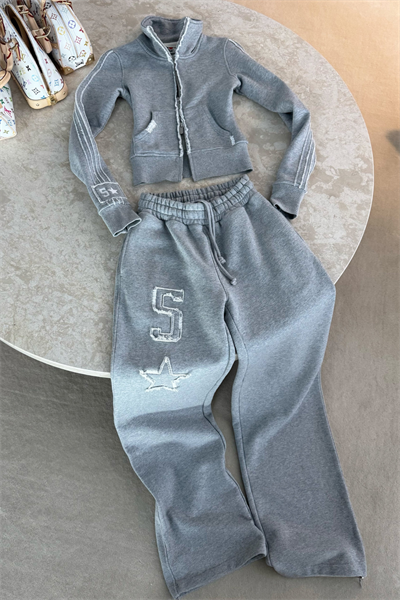 Grey 5 Star Detail Y2K Tracksuit