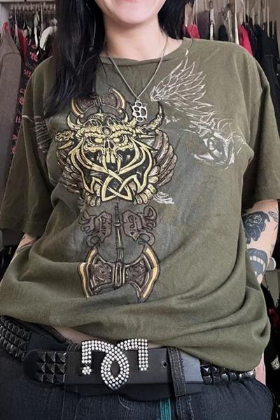 Haki Antique Viking Ax Brad Butter Cyber Grunge Unisex T-shirt