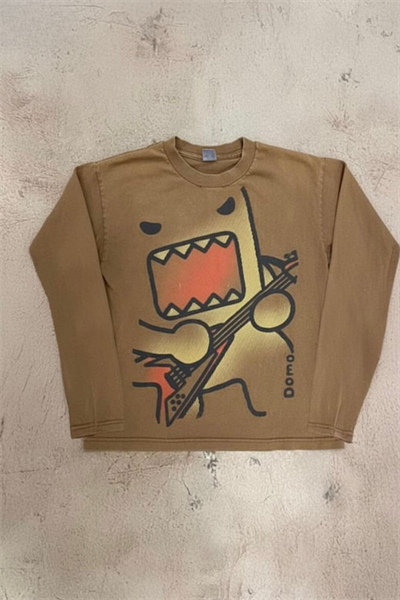 Kahverengi Guitarist Caricature Unisex Sweatshirt