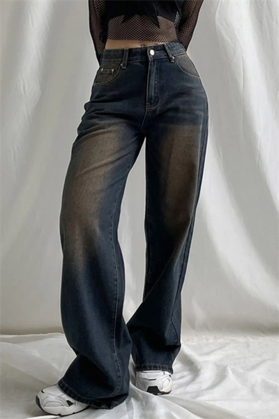 Kahverengi Yıkamalı Baggy Jeans