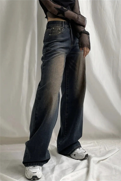 Kahverengi Yıkamalı Baggy Jeans